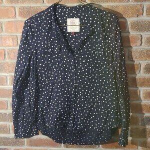 SO Black White Polka Dot Button Down Shirt
